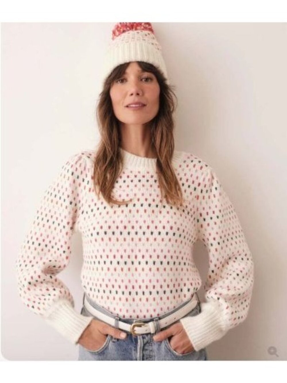 NWT Marine Layer Rainbow Puff Sleeve Crewneck Sweater Small MSRP$178